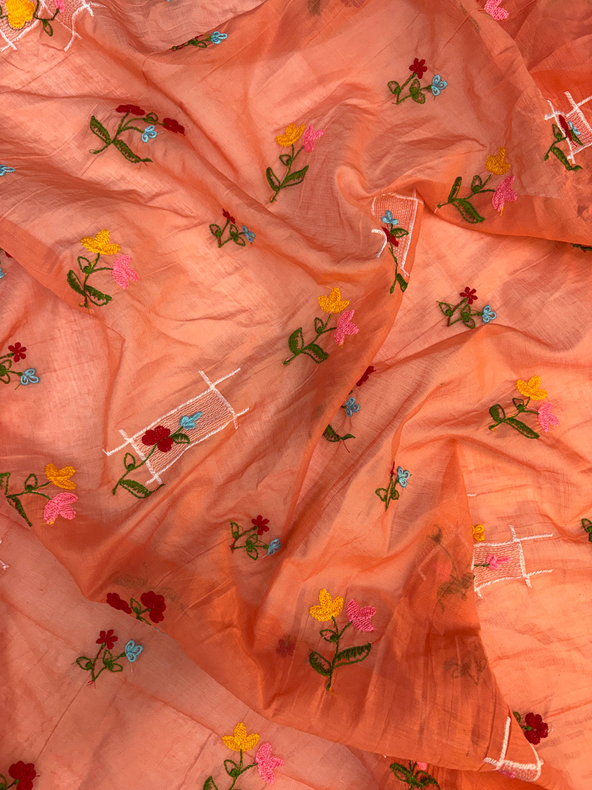 Mul Chanderi Cotton With Embroidery