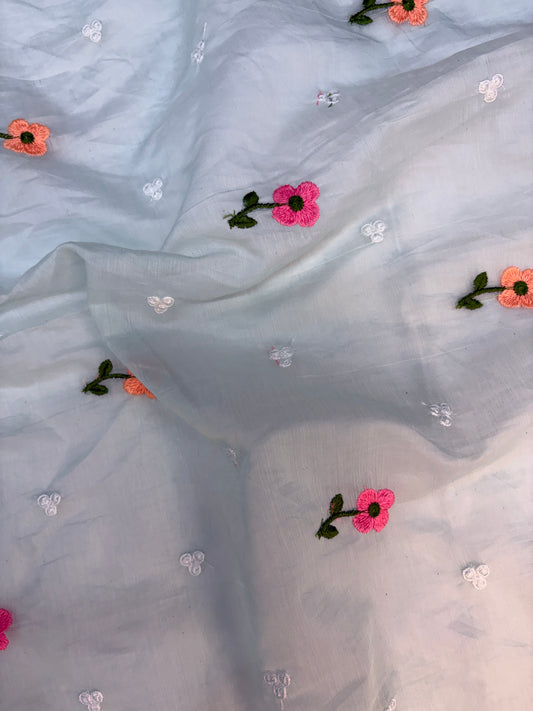 Mul Chanderi Cotton With Embroidery