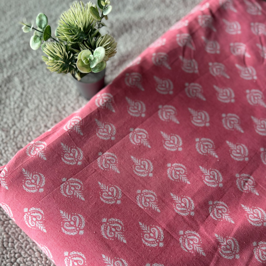 Light Mulberry Cotton Fabric with White Print – Ideal for Co-ord Sets