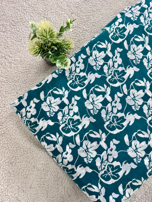 Cotton Fabric with White Floral Print – MIS787ATH-16