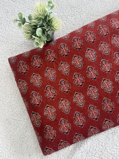 Black & White Traditional Ajrakh Printed Cotton Fabric – Soft & Lightweight