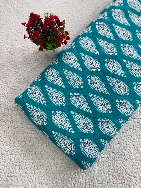 Ajrakh Cotton Fabric – Traditional Big Motif Print | Best for Co-ord Sets
