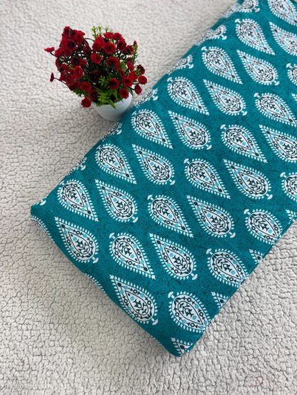 Ajrakh Cotton Fabric – Traditional Big Motif Print | Best for Co-ord Sets