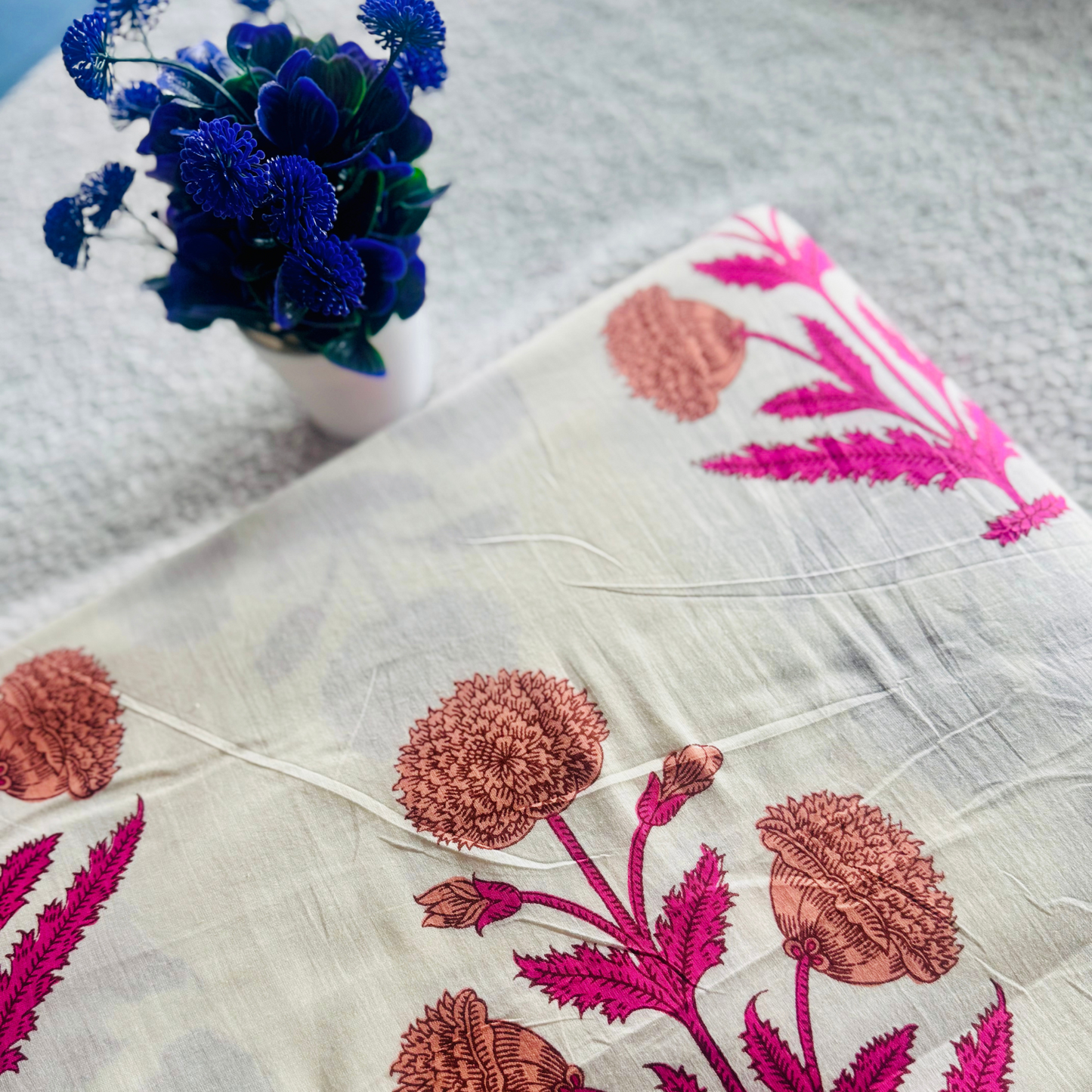 Off-White Mughal Print Jaipur Cotton Fabric – Ideal for Co-ord Sets