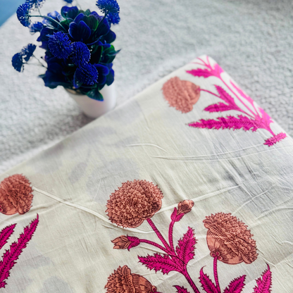 Off-White Mughal Print Jaipur Cotton Fabric – Ideal for Co-ord Sets
