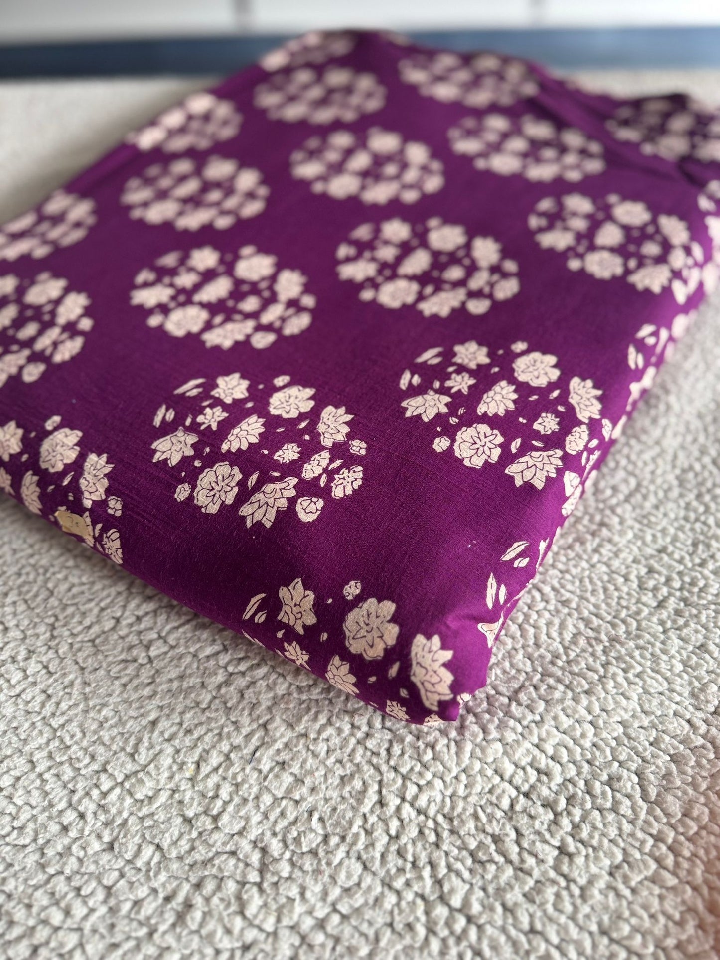 Dark Violet Jaipur Printed Cotton Fabric – White Motif