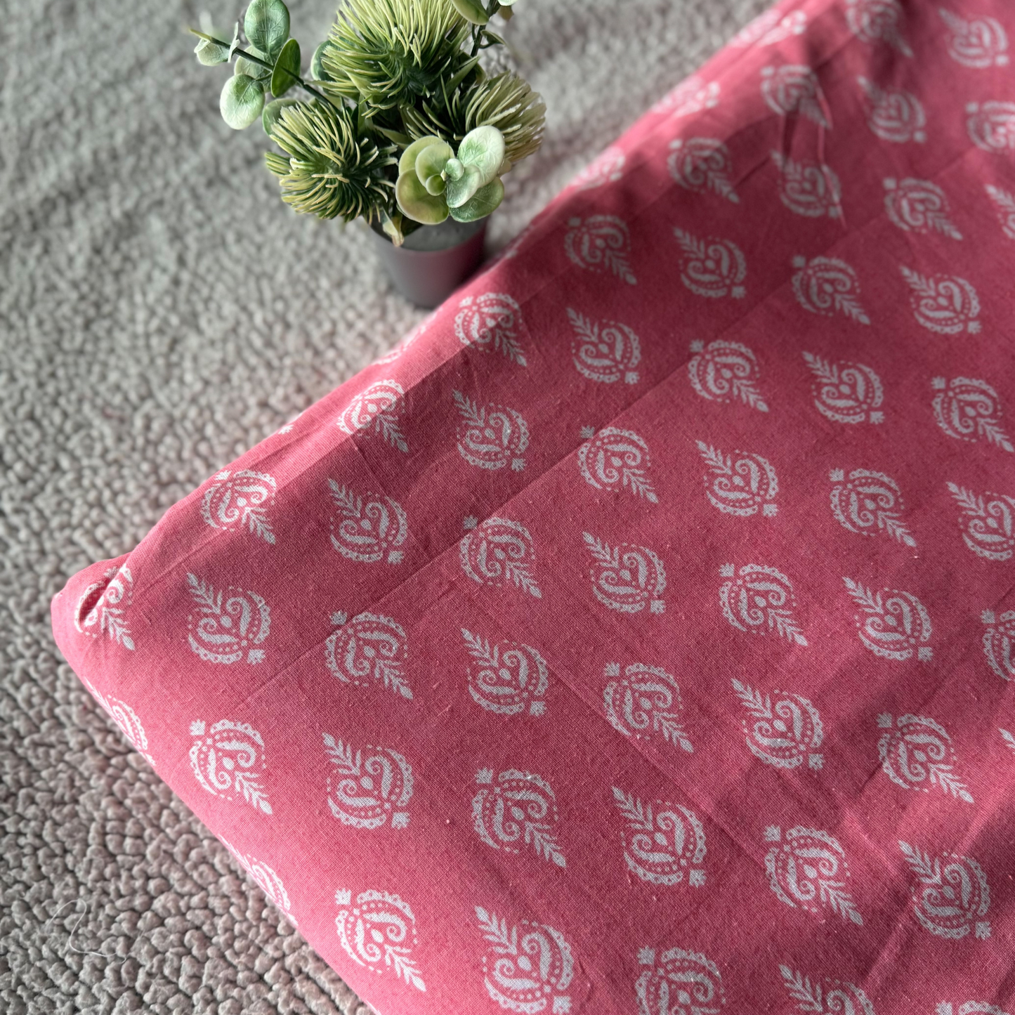 Light Mulberry Cotton Fabric with White Print – Ideal for Co-ord Sets