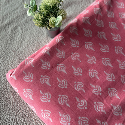 Light Mulberry Cotton Fabric with White Print – Ideal for Co-ord Sets