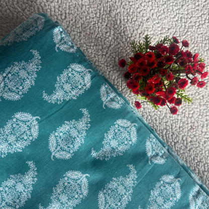 Jaipur Cotton Fabric with White Big Motif – Soft & Bold