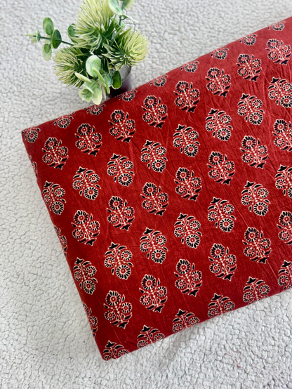 Black & White Traditional Ajrakh Printed Cotton Fabric – Soft & Lightweight