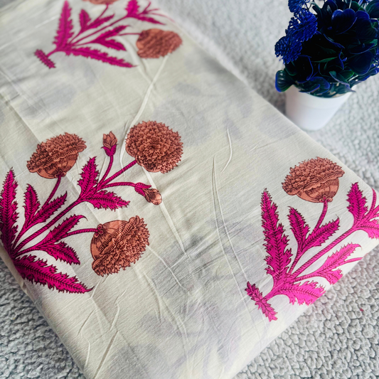 Off-White Mughal Print Jaipur Cotton Fabric – Ideal for Co-ord Sets