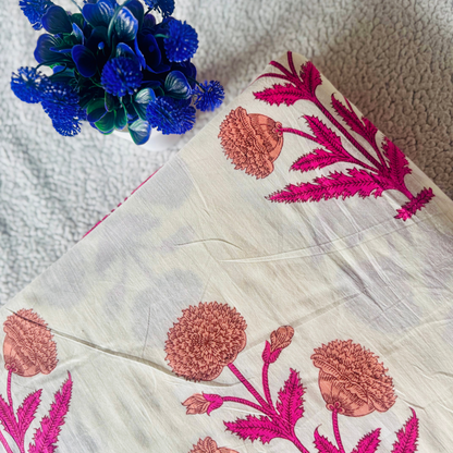 Off-White Mughal Print Jaipur Cotton Fabric – Ideal for Co-ord Sets