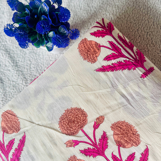 Off-White Mughal Print Jaipur Cotton Fabric – Ideal for Co-ord Sets
