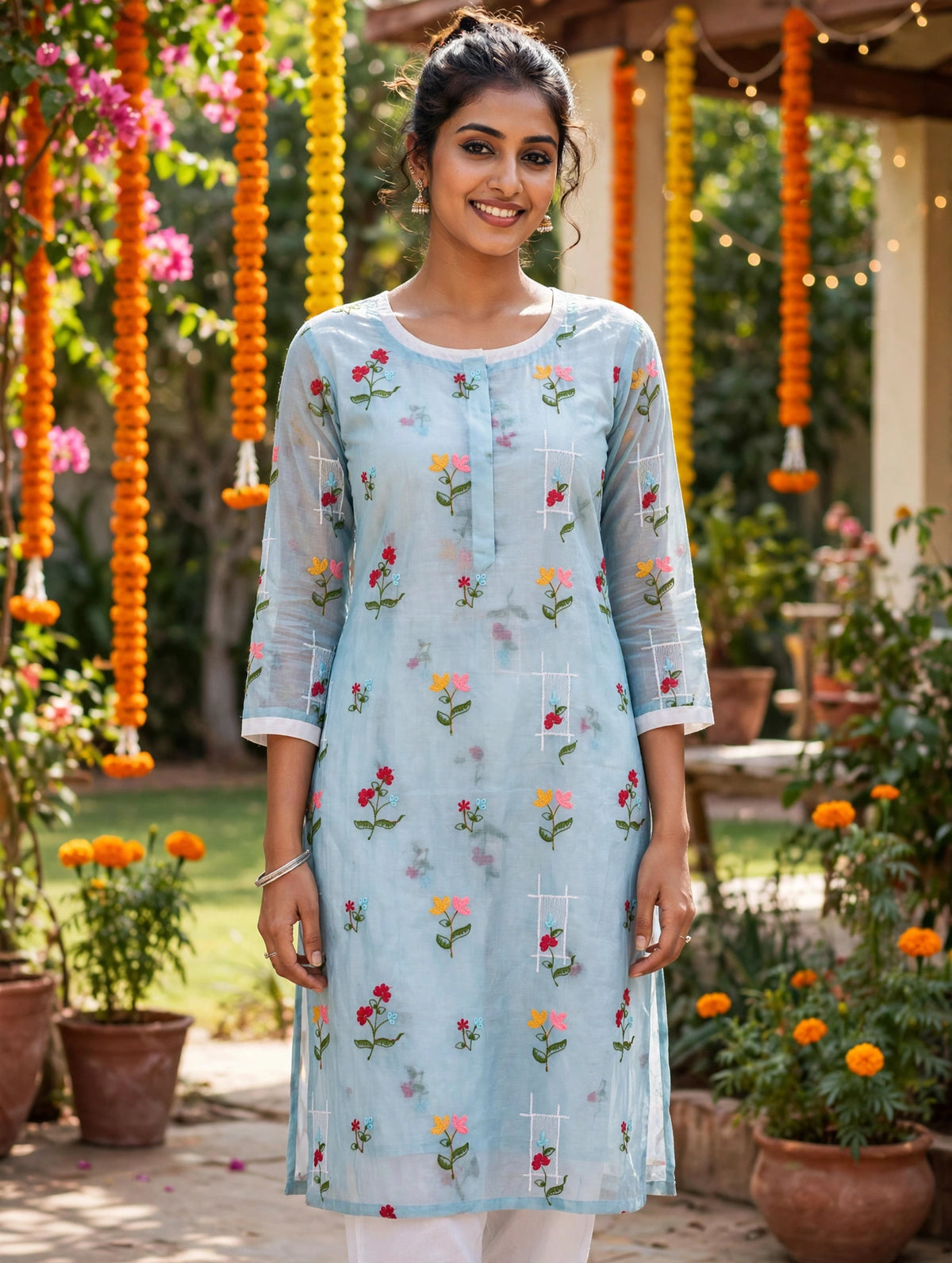 Mul Chanderi Cotton With Embroidery