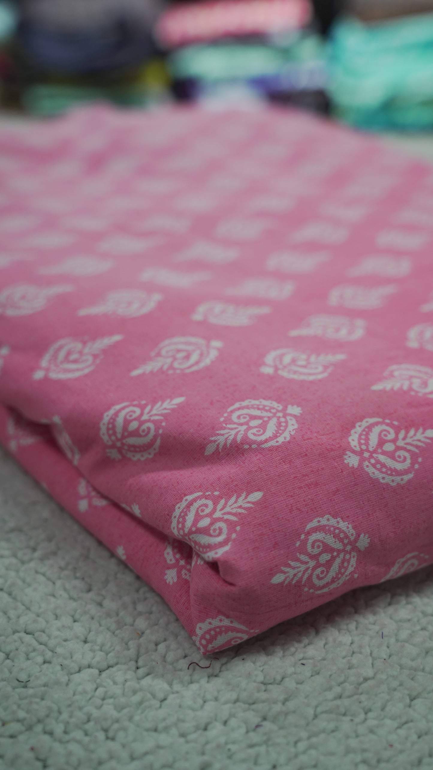 Light Mulberry Cotton Fabric with White Print – Ideal for Co-ord Sets