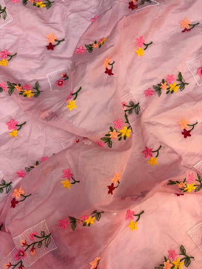 Mul Chanderi Cotton With Embroidery