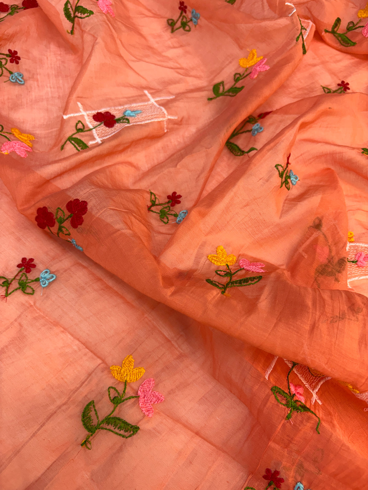 Mul Chanderi Cotton With Embroidery