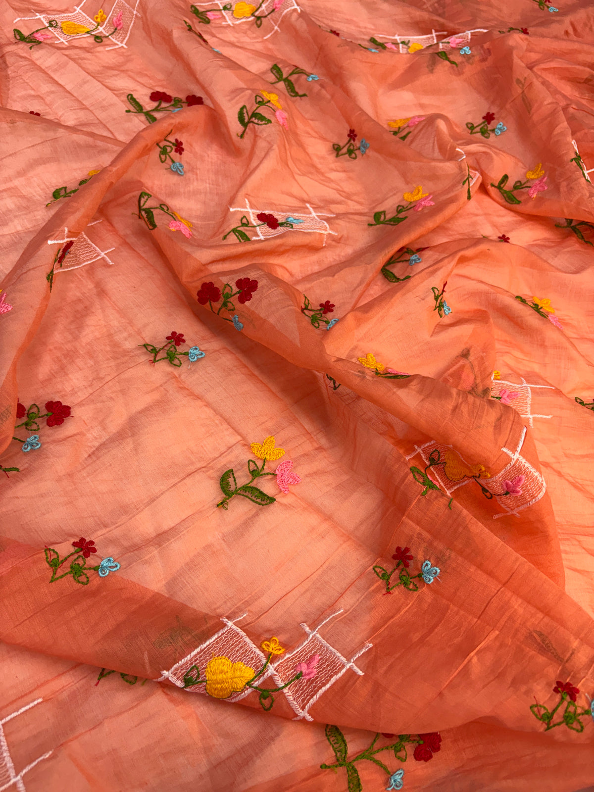 Mul Chanderi Cotton With Embroidery