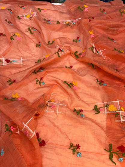 Mul Chanderi Cotton With Embroidery