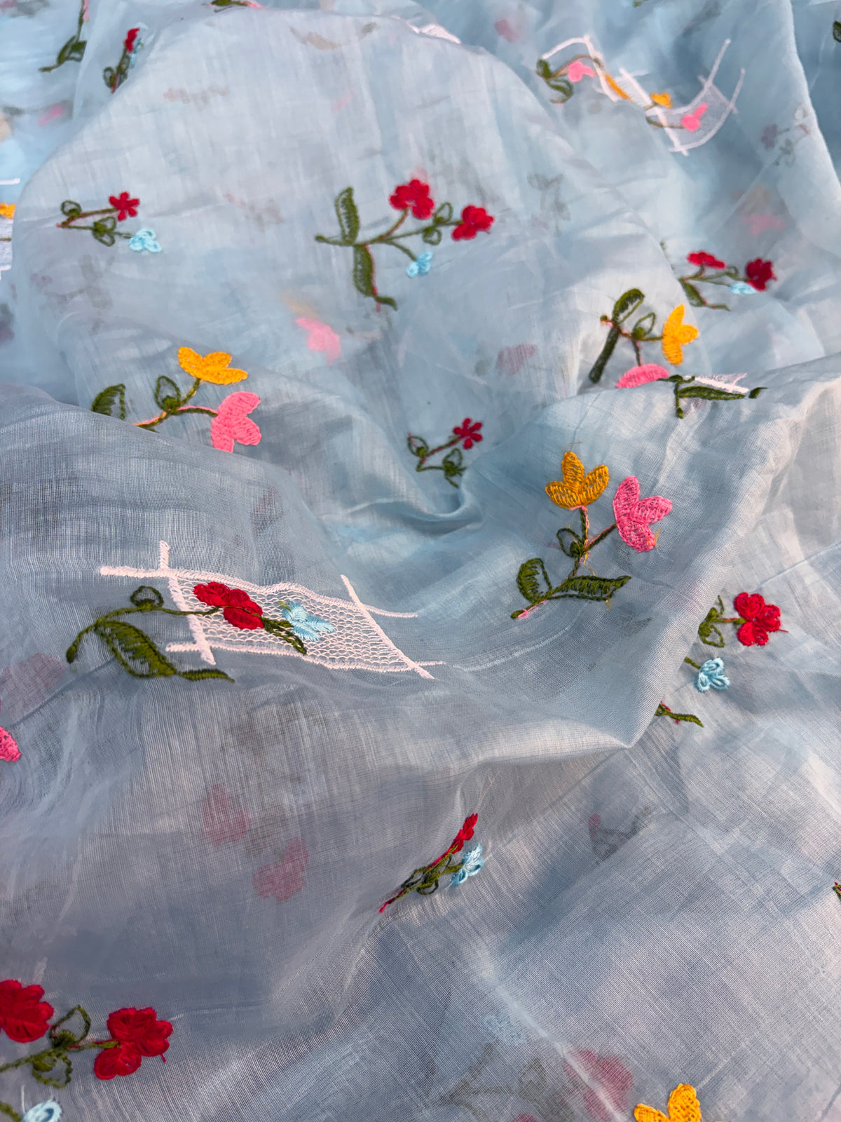 Mul Chanderi Cotton With Embroidery