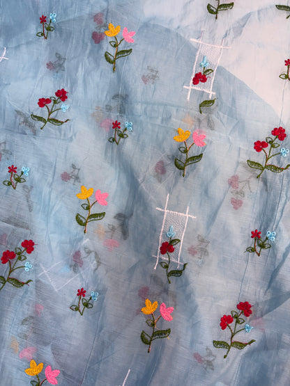 Mul Chanderi Cotton With Embroidery