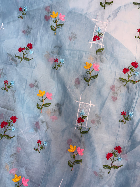 Mul Chanderi Cotton With Embroidery
