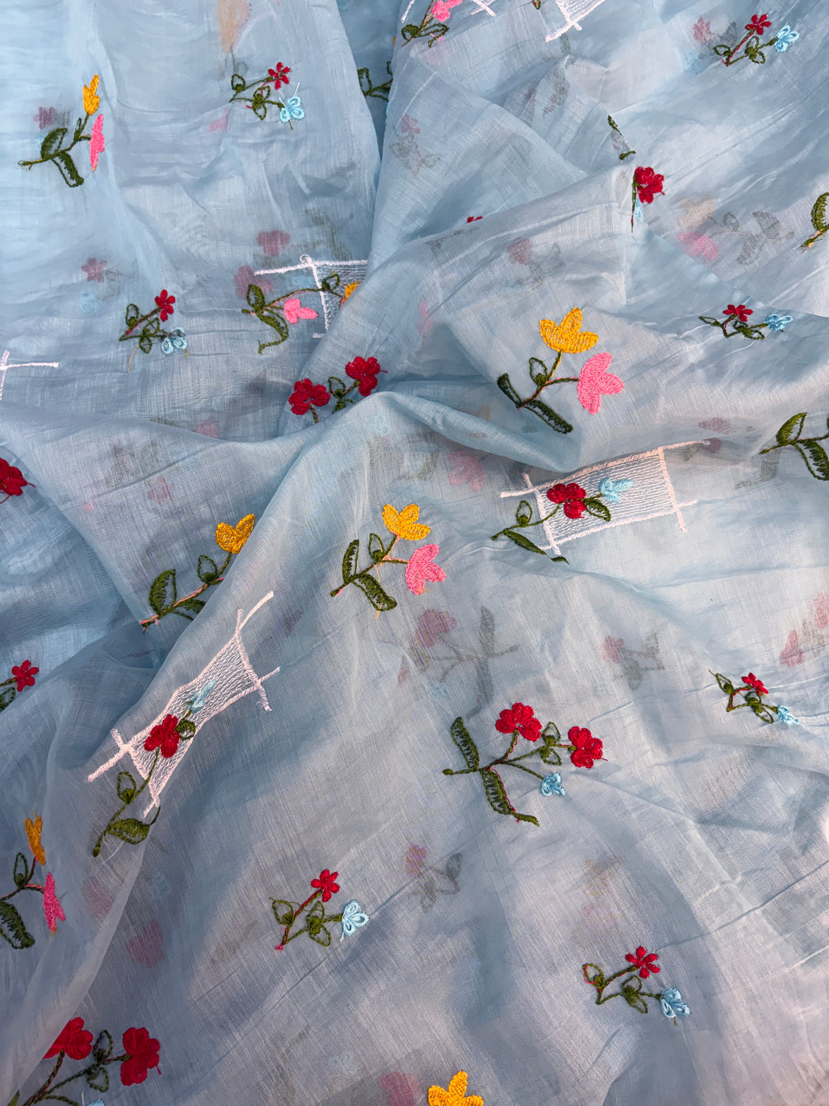 Mul Chanderi Cotton With Embroidery