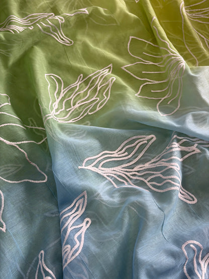 Oceana - Mul Chanderi Cotton With Embroidery