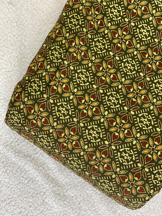 Green Kalamkari Printed Cotton Fabric – Soft & Lightweight