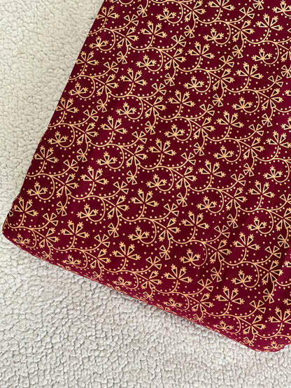 Maroon Kalamkari Printed Cotton Fabric – Light Yellow Prints