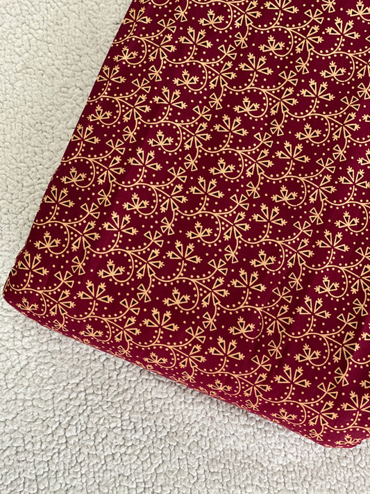 Maroon Kalamkari Printed Cotton Fabric – Light Yellow Prints