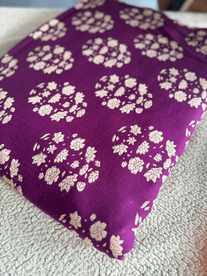 Dark Violet Jaipur Printed Cotton Fabric – White Motif