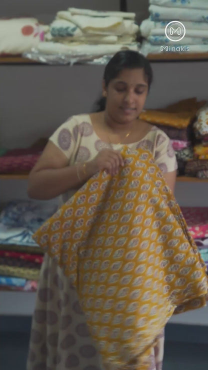 Yellow Jaipur Cotton with Maroon Print – Lightweight & Skin-Friendly