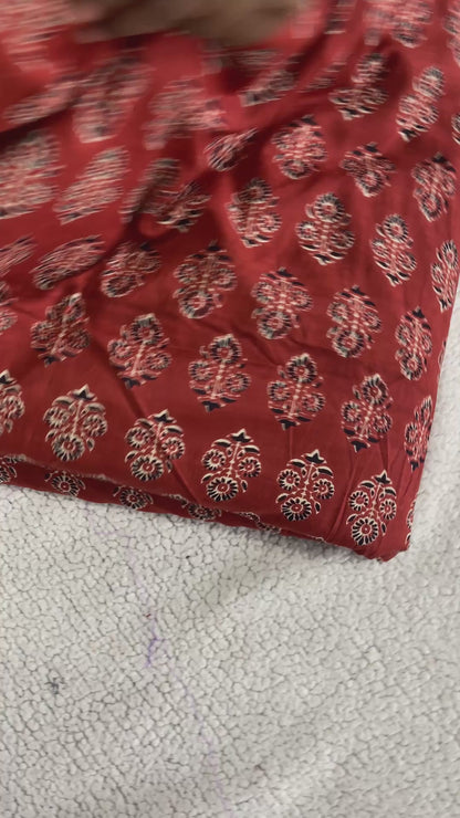 Black & White Traditional Ajrakh Printed Cotton Fabric – Soft & Lightweight