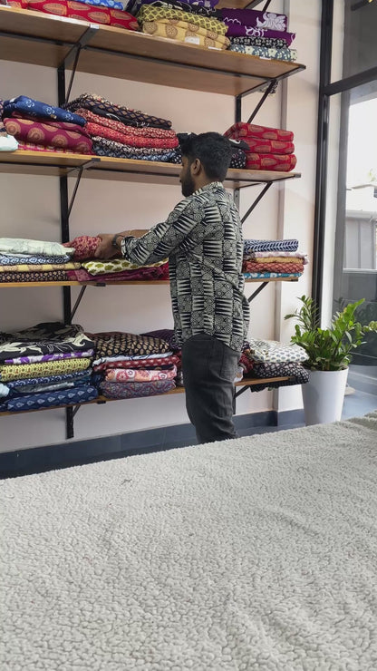 Maroon Kalamkari Printed Cotton Fabric – Light Yellow Prints