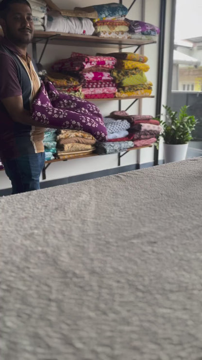 Dark Violet Jaipur Printed Cotton Fabric – White Motif